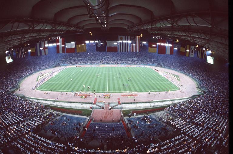 1990 World Cup Finals, Second Phase, Rome, Italy, 25th June, 1990, Italy 2 v Uruguay 0, A general view of the Stadio Olimpico before the match (Photo by Bob Thomas Sports Photography via Getty Images)
