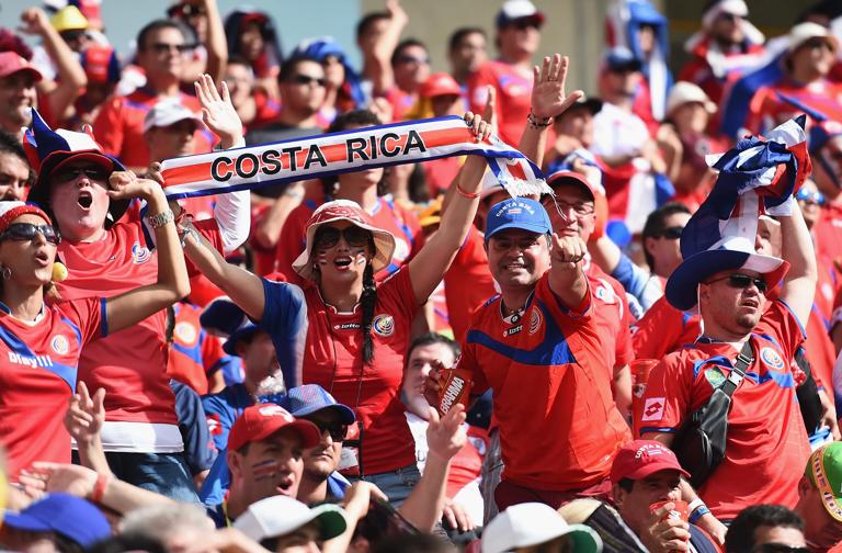RECIFE, BRAZIL - JUNE 20: Costa Rica fans cheer during the 2014 FIFA World Cup Brazil Group D match between Italy and Costa Rica at Arena Pernambuco on June 20, 2014 in Recife, Brazil. (Photo by Laurence Griffiths/Getty Images)